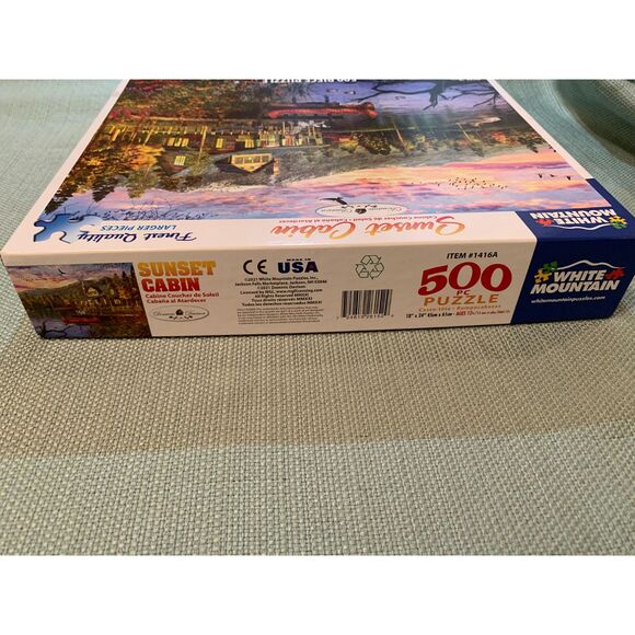 White Mountain Puzzle 500 Pieces Sunset Cabin Theme - Picture 5 of 7